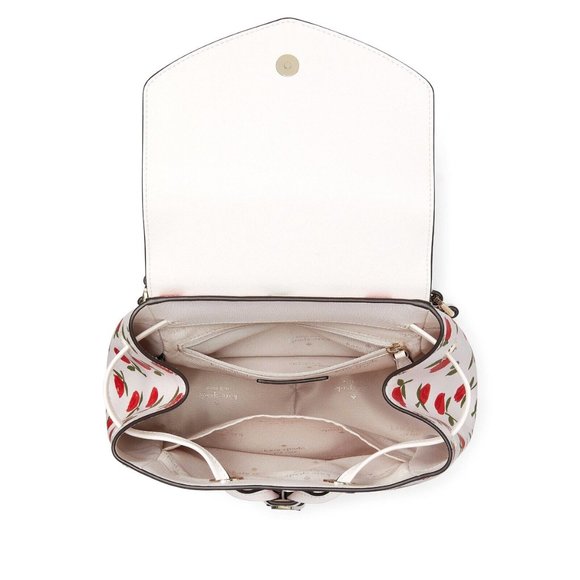 New Kate Spade Lizzie Medium Flap Backpack Festive Rosette Saffiano Multi - Picture 3 of 5